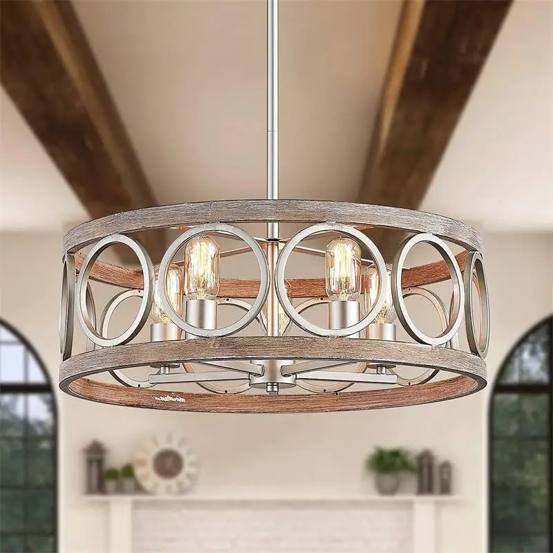 Ilaria Vintage Wood Chandelier for Dining Room – Industrial