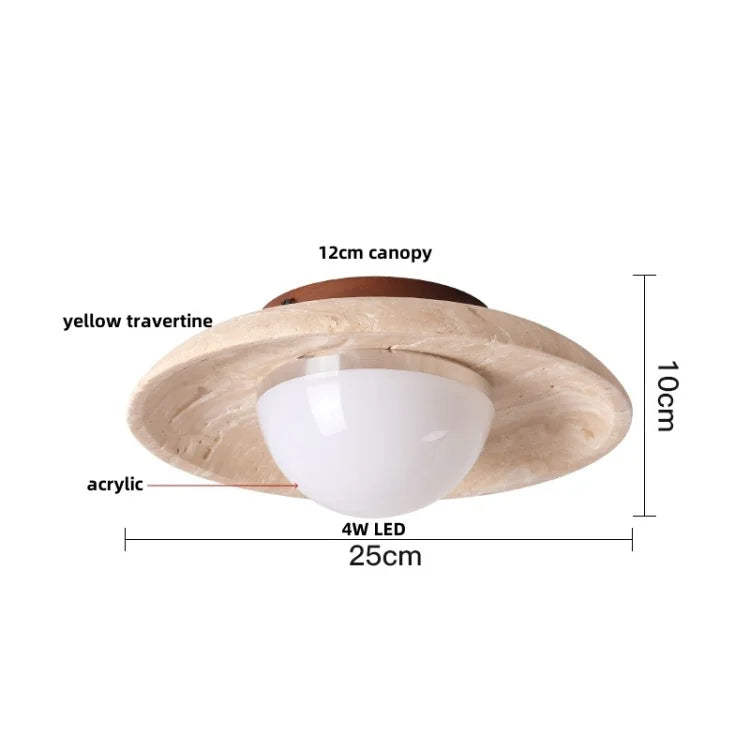 Ruelle Veil Globe Travertine Ceiling Light