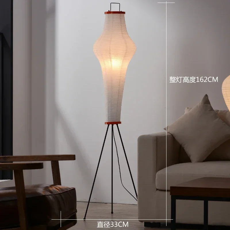 Rice Paper Floor Lamp – Wabi-Sabi Japanese for Bedroom, Reading Corner, Hotel Lounge | Fiora Orbit by Evenlyr
