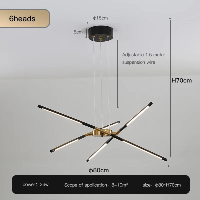 Metal Chandelier – Nordic LED for Bedroom & Bedside, Living Room, Dining Room & Kitchen | Seren Crest by Evenlyr