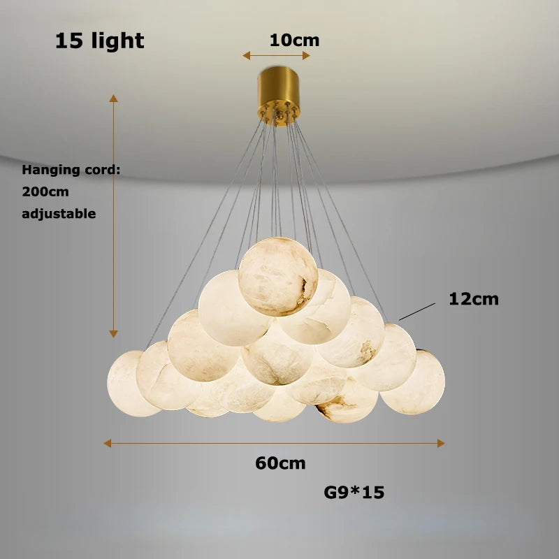 Alabaster & Marble Chandelier – Art Deco Dimmable LED for Living Room, Dining Room, Foyer | Bellara Line by Evenlyr