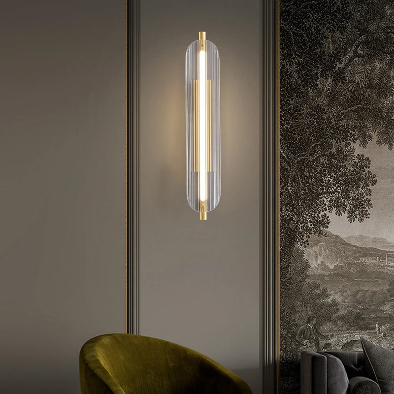 Clear Glass and Brass Wall Sconce – Gold