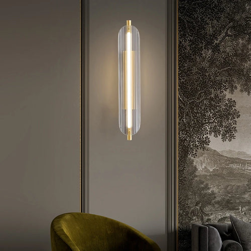 Clear Glass and Brass Wall Sconce – Gold