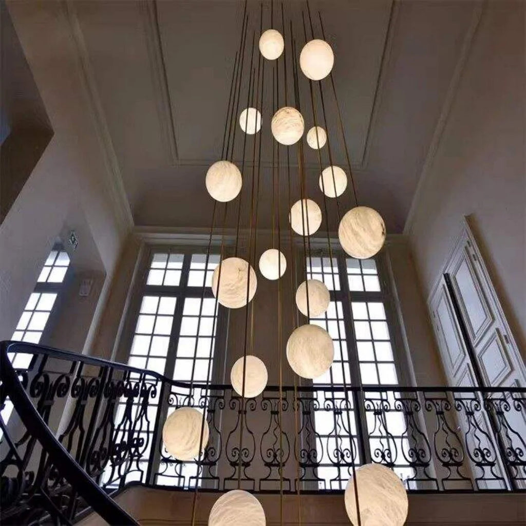 Alabaster & Marble Linear Chandelier – Modern Linear for Living Room, Bedroom & Bedside | Lunara Dome by Evenlyr