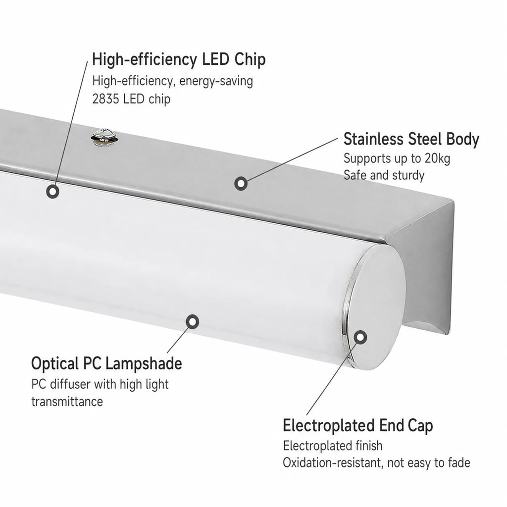 Modern Stainless Steel Vanity Light – detail view 4