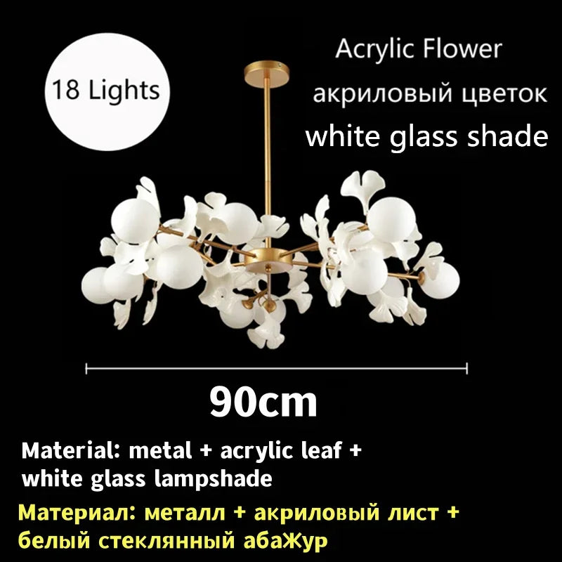 Firenze Ginkgo Leaf Branch Chandelier for Bedroom – detail view 5