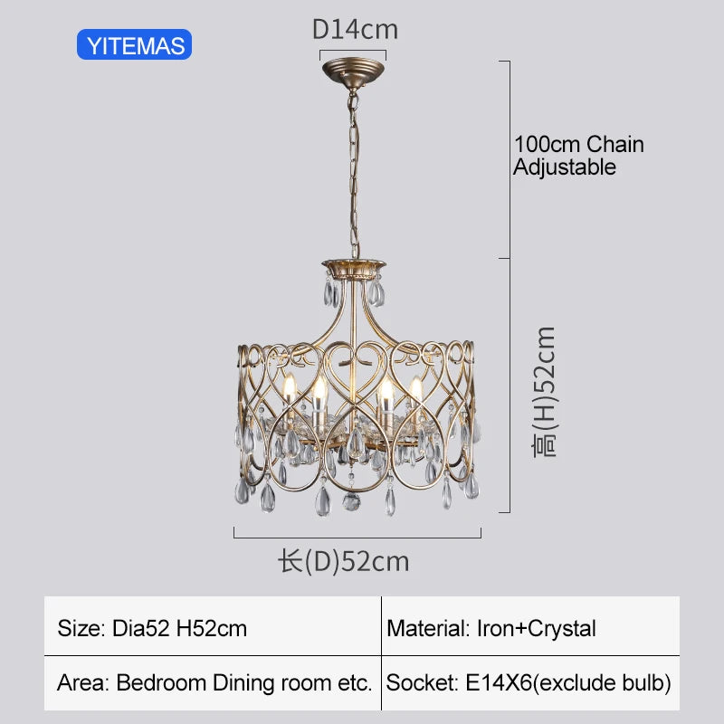 Palermo Antique Silver Crystal Chandelier for Bedroom – French Country