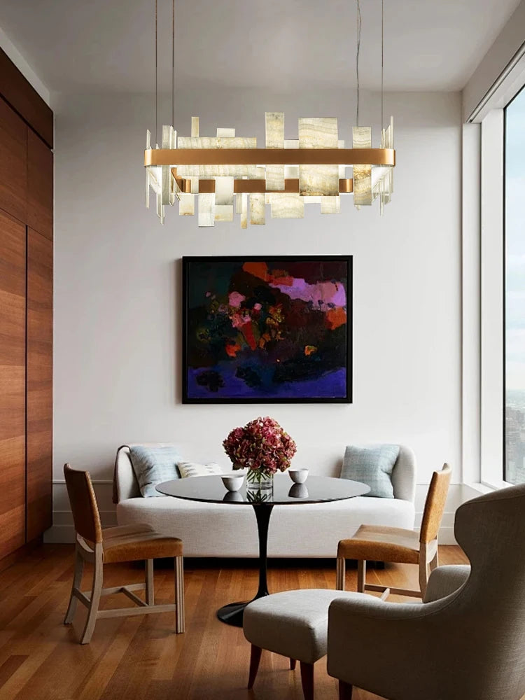 Amaris Halo Alabaster Pendant Light – product view 2