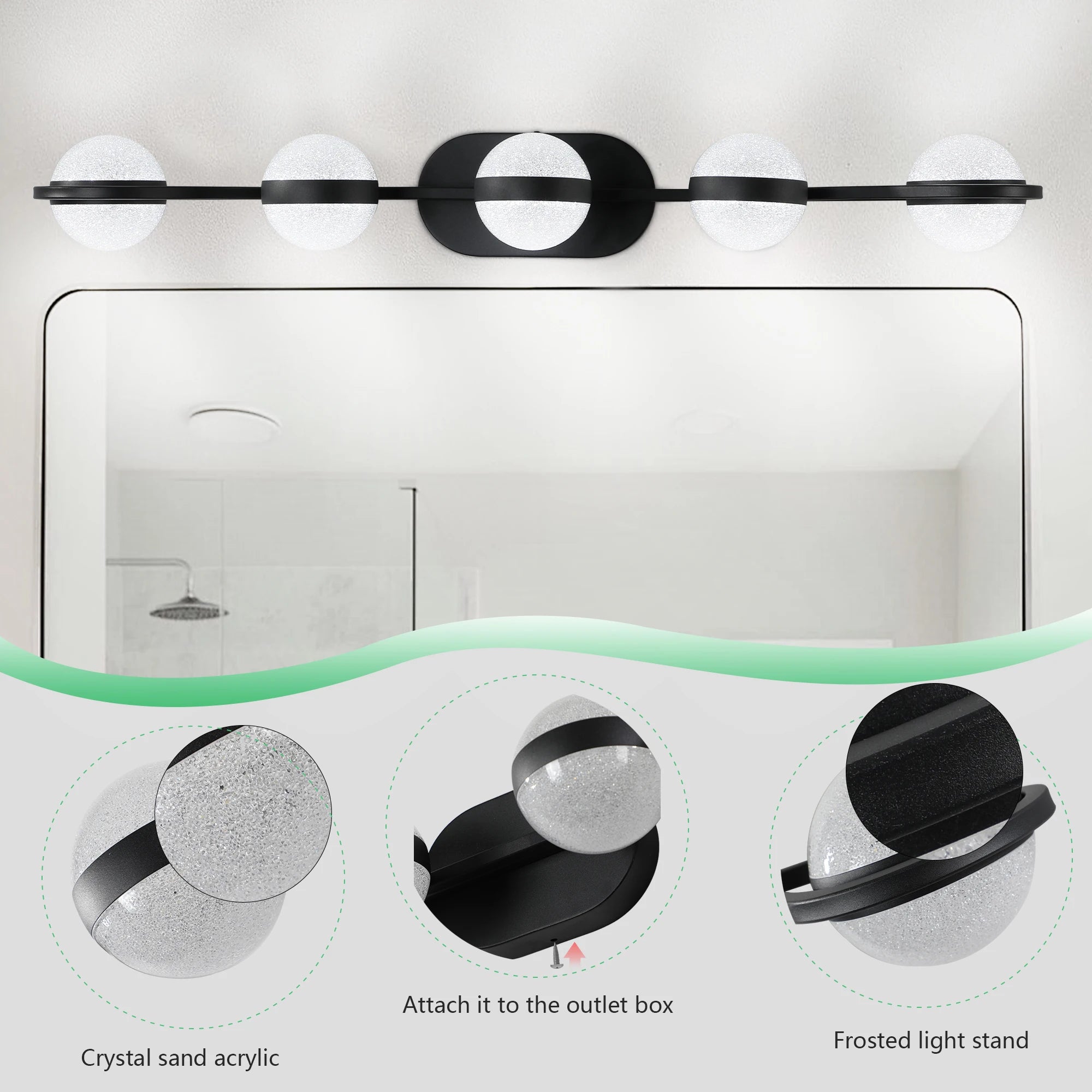 Metal LED Bathroom Vanity & Mirror Light – Minimalist LED for Bathroom | Calista Orbit by Evenlyr