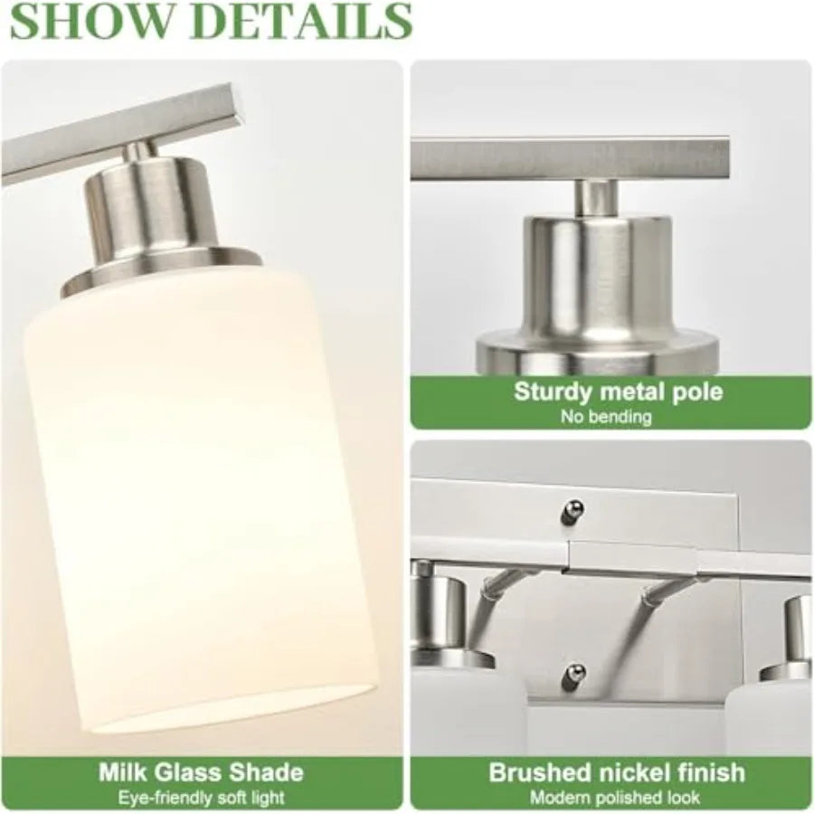 Firenze Milky-Glass Bathroom Vanity Light for Over Mirror