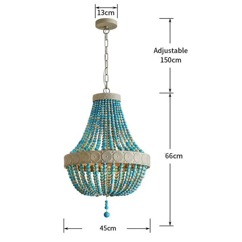 Merano Wooden Bead Chandelier for Dining Room – French Country