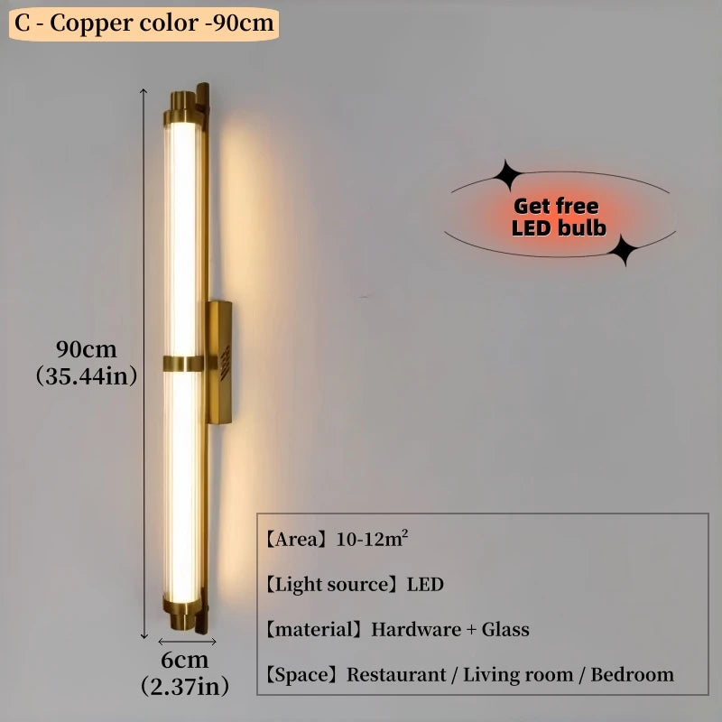 Glass Linear Wall Sconce – Modern Linear for Bathroom, Bedroom & Bedside, Hallway & Entryway | Oriana Glow by Evenlyr