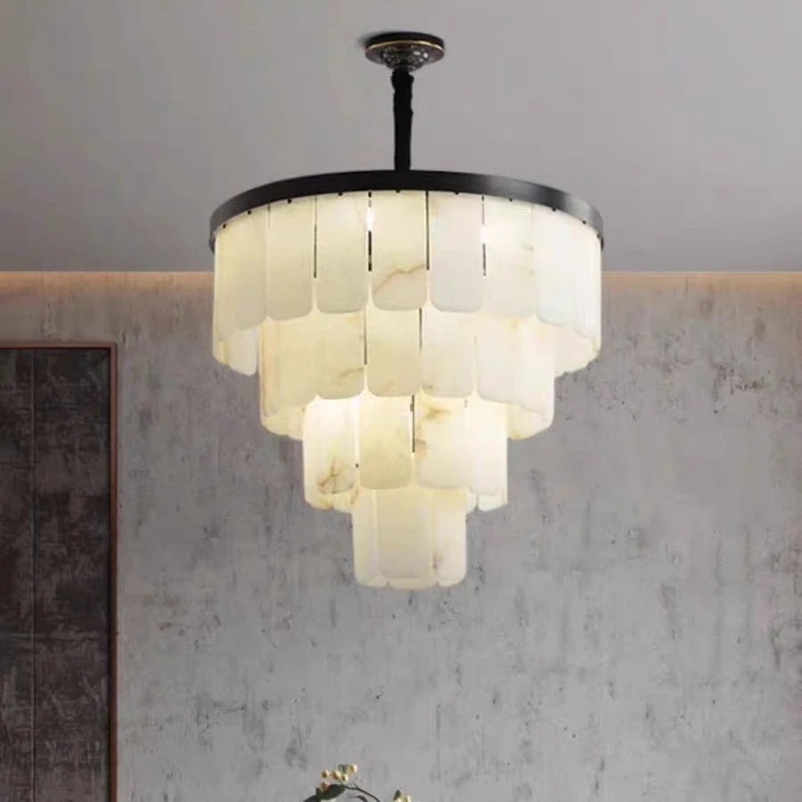 Alabaster & Marble Chandelier – Modern Minimalist for Dining Room, Living Room, Foyer | Celine Line by Evenlyr