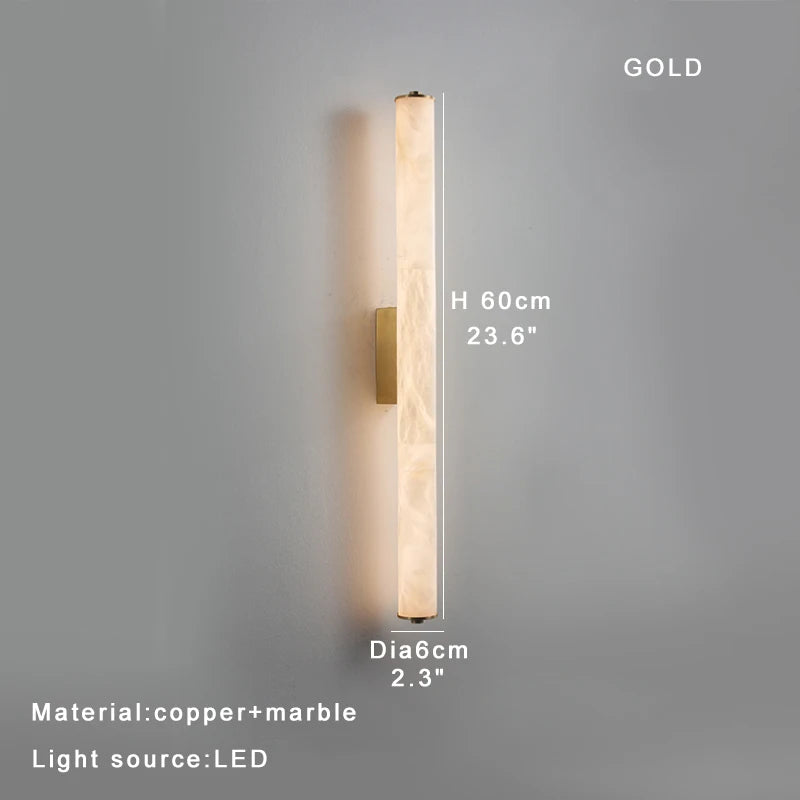 Alabaster & Marble Linear Wall Sconce – Modern Linear for Bathroom | Lunara Crest by Evenlyr