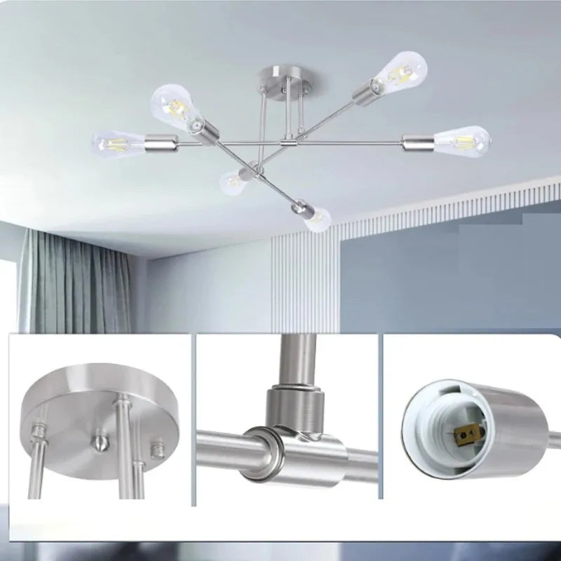 Caspian 6-Light Modern Chandelier for Bedroom – Flush Mount – detail view 5
