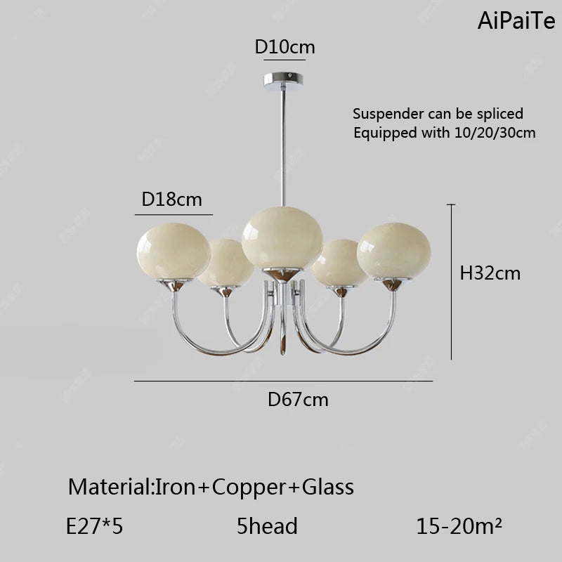 Liora Pink Bauhaus Glass Chandelier for Bedroom – Mid-Century