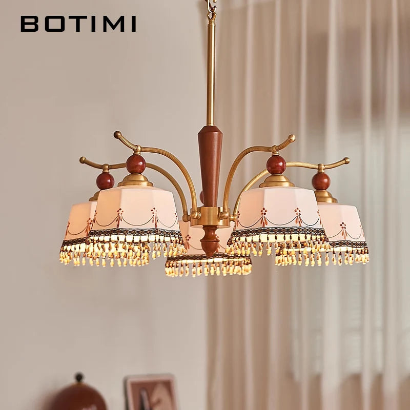 Kensley Brass Wood Chandelier for Dining Room – Bohemian