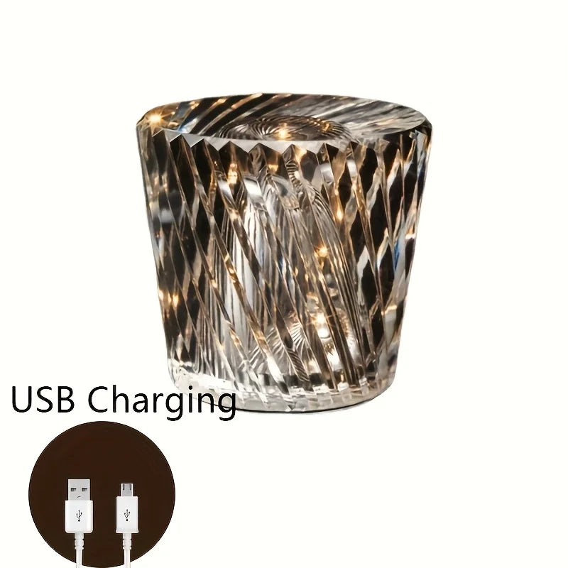 Crystal Table Lamp – Modern Minimalist Cordless Rechargeable for Bedside, Restaurant Table, Living Room | Mirelle Grove by Evenlyr