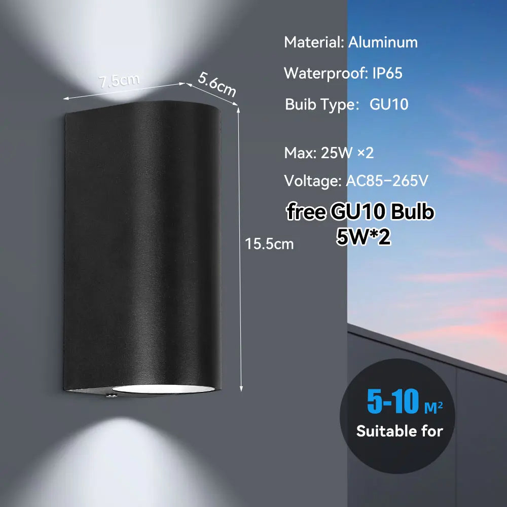 Belluno GU10 Up-and-Down Outdoor Wall Light for Patio – IP65