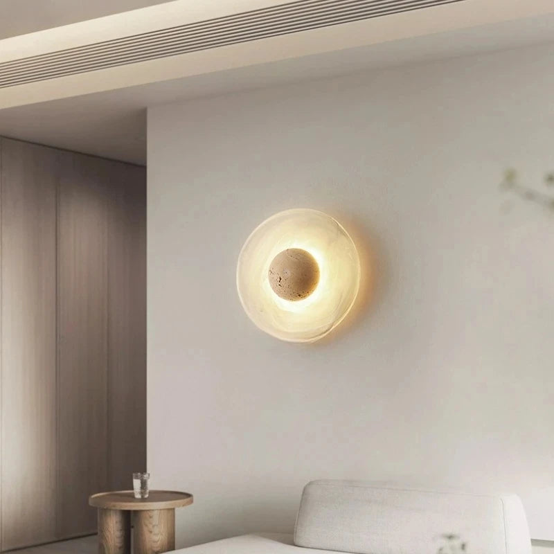 Marble Wall Sconce – Wabi-Sabi Japanese for Bedroom, Hallway, Living Room | Maris Beam by Evenlyr