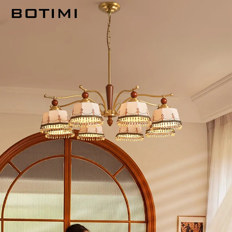 Kensley Brass Wood Chandelier for Dining Room – Bohemian