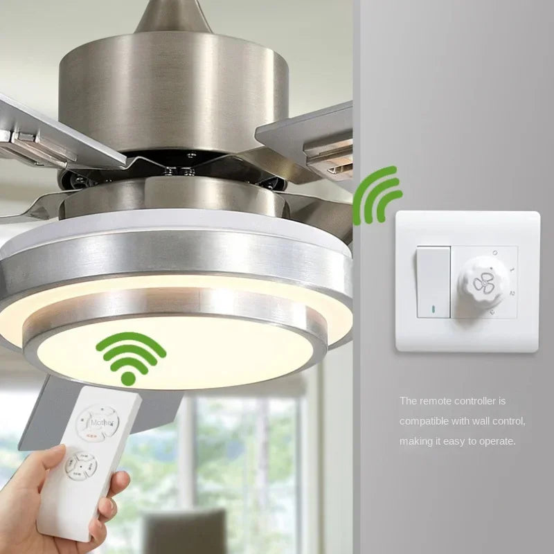 Palermo Stainless Steel Ceiling Fan with Light for Dining Room – Remote Dimming