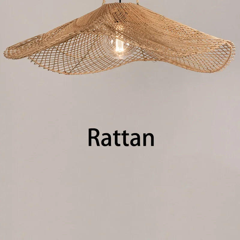 Juniper Straw-Hat Rattan Pendant Light for Cafe – Vintage