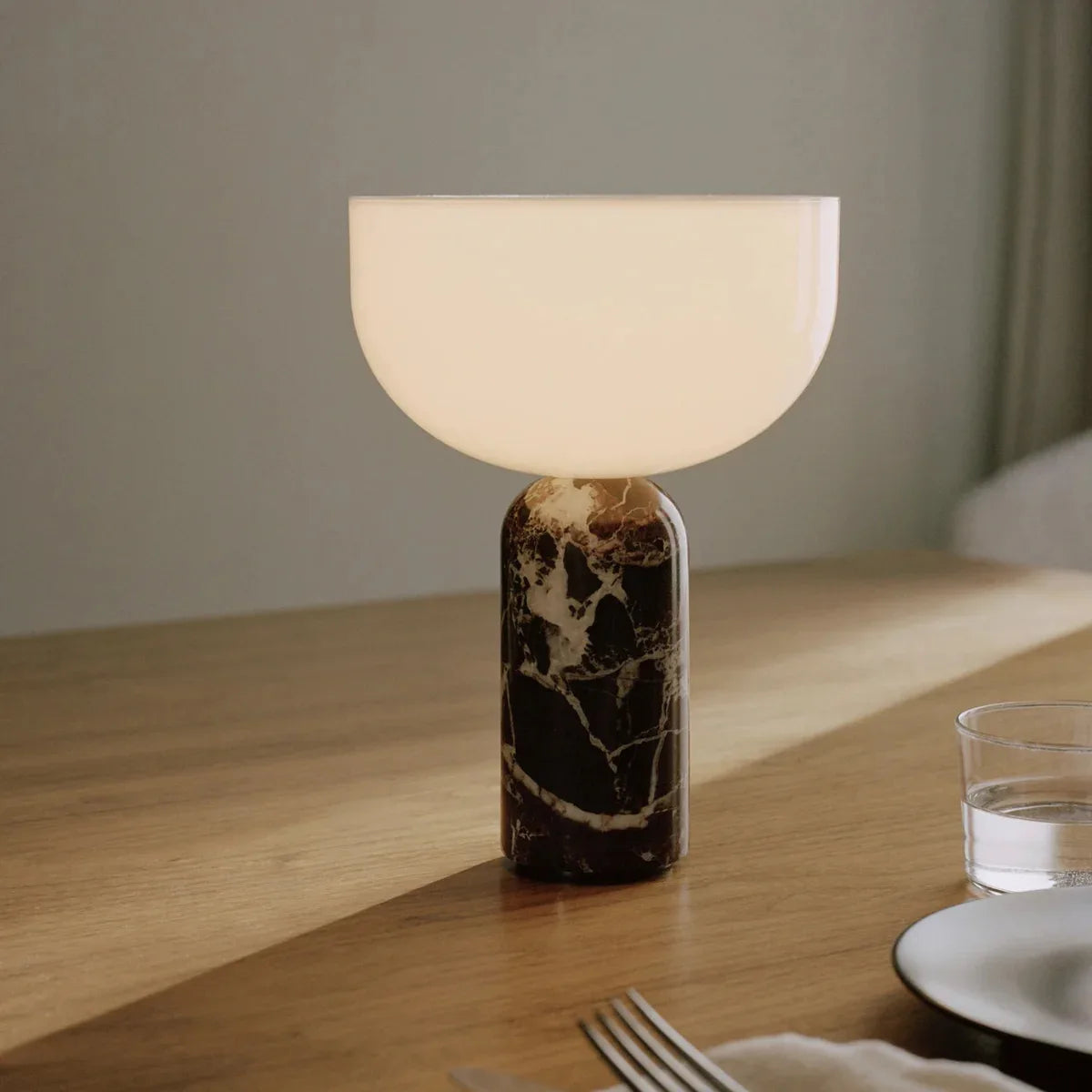 Marble Table Lamp – Art Deco for Bedside, Desk & Office, Restaurant Table | Halcyon Column by Evenlyr