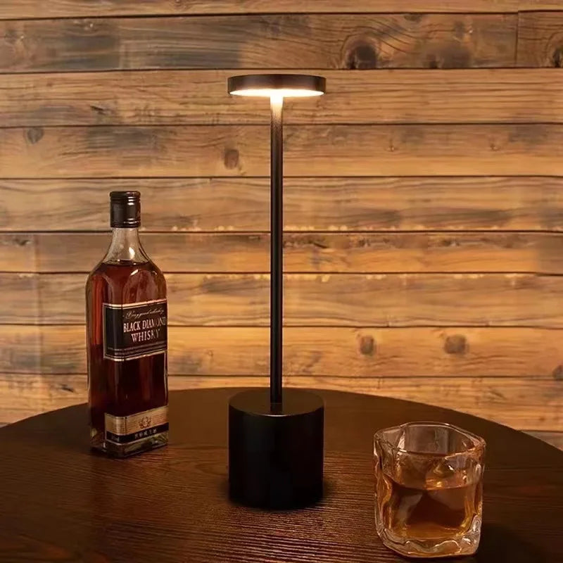 Metal Table Lamp – Modern Minimalist Cordless Rechargeable for Bedside, Restaurant Table, Desk & Office | Solenne Column by Evenlyr