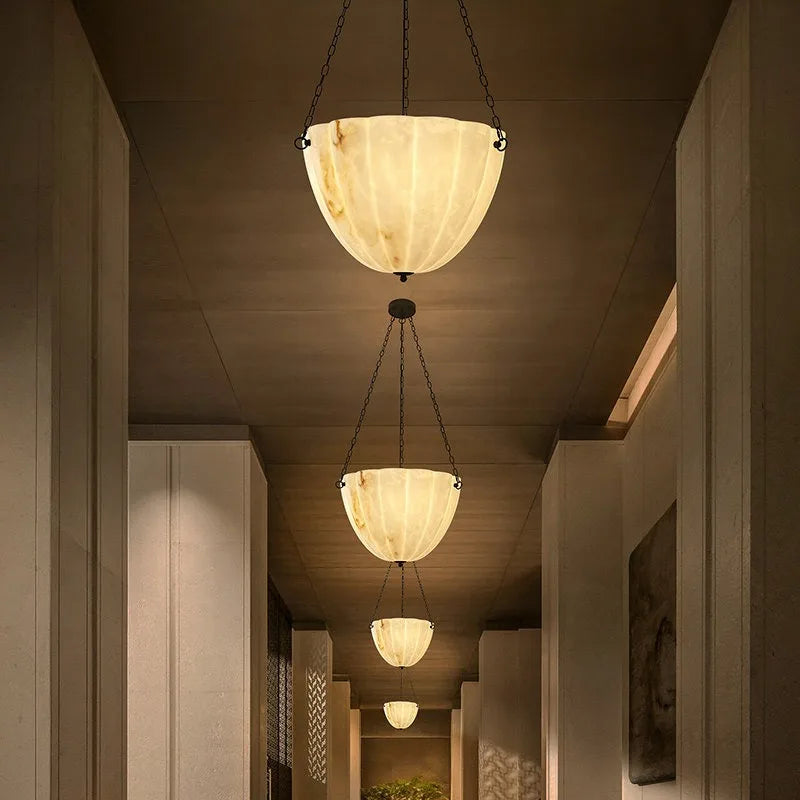 Alabaster & Marble Chandelier – Modern Minimalist for Dining Room, Foyer, Kitchen Island | Jessamine Crest by Evenlyr