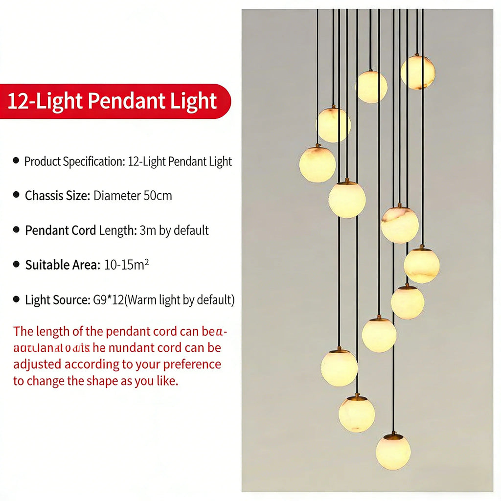 Alabaster & Marble Linear Chandelier – Modern Linear for Living Room, Bedroom & Bedside | Lunara Dome by Evenlyr