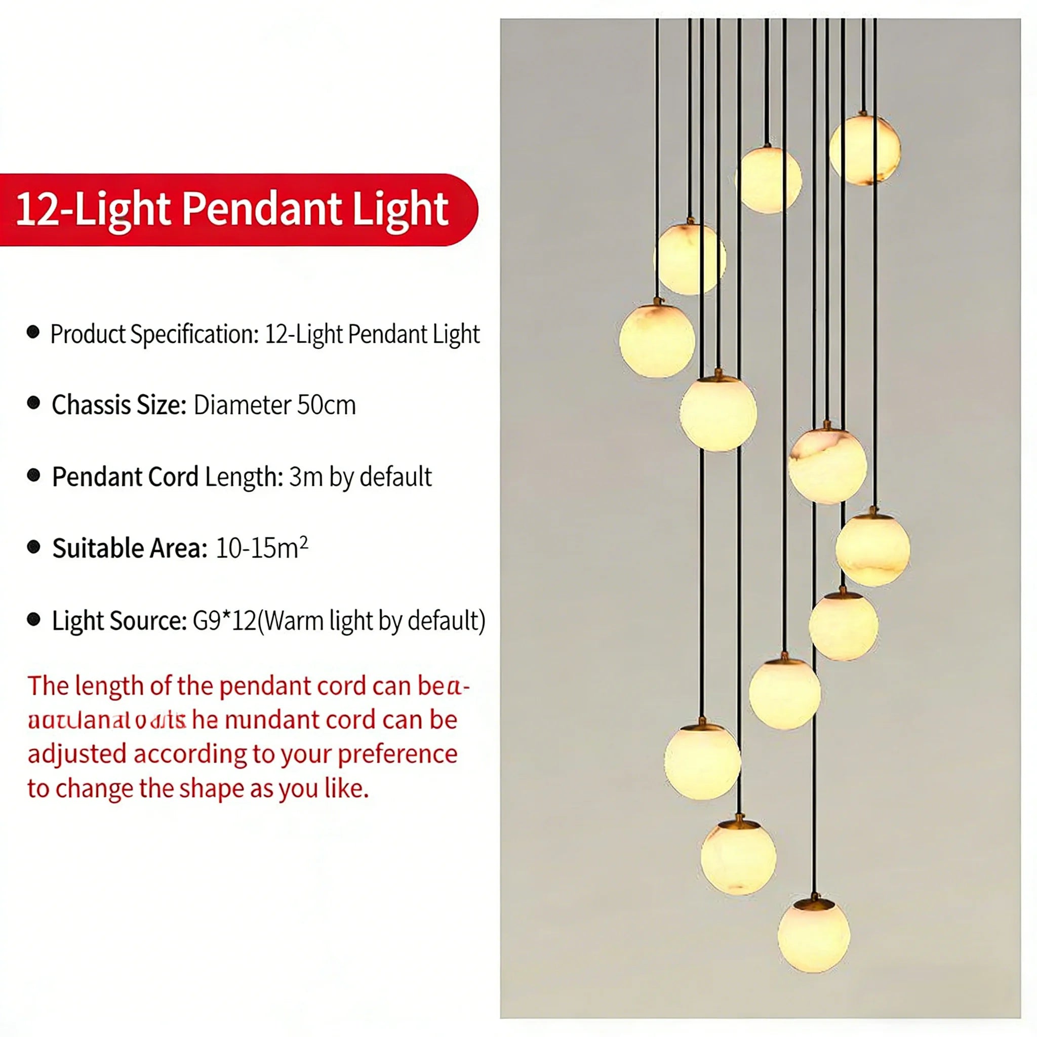 Alabaster & Marble Linear Chandelier – Modern Linear for Living Room, Bedroom & Bedside | Lunara Dome by Evenlyr