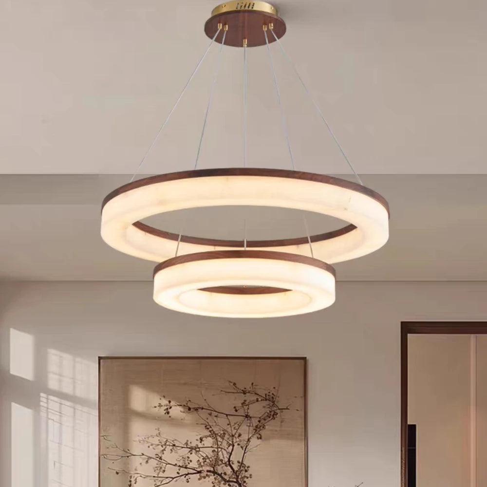 Alabaster & Marble Chandelier – Modern Minimalist for Dining Room, Living Room, Foyer | Solenne Line by Evenlyr
