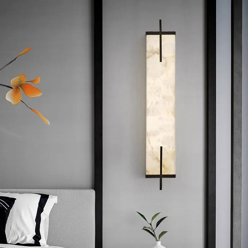 Alabaster & Marble Wall Sconce – Modern for Bathroom, Bedroom & Bedside, Hallway & Entryway | Calista Glow by Evenlyr