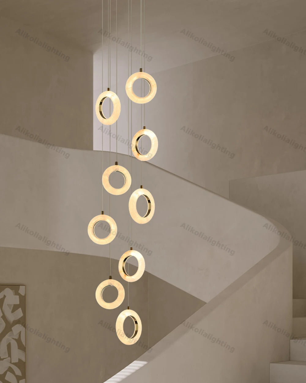 Alabaster & Marble Chandelier – Modern Dimmable LED for Hallway & Entryway | Maris Line by Evenlyr