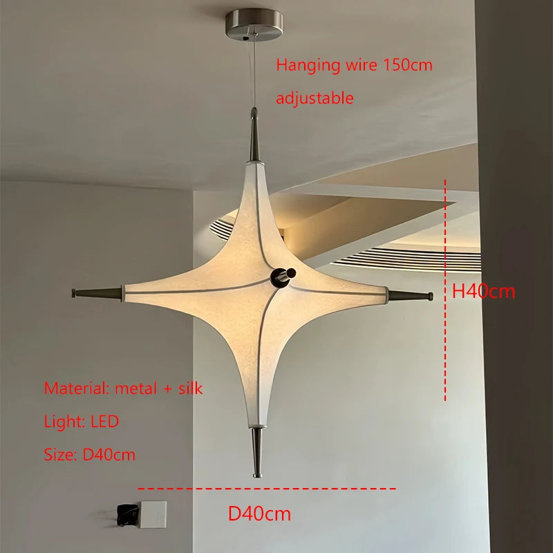 Nordic Modern Chandelier – Fabric for Foyer, Hotel Lobby | Celeste Veil by Evenlyr