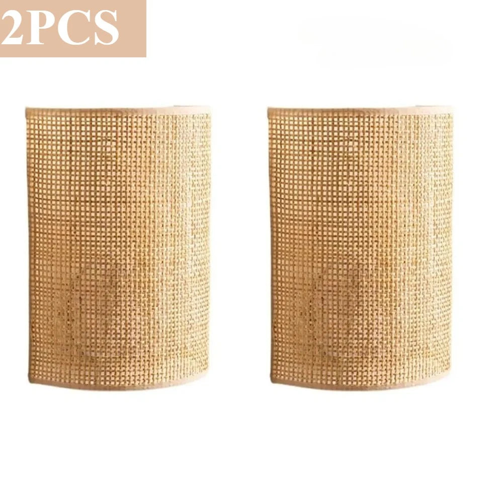 Rattan & Wood Wall Sconce – Vintage Modern for Bedroom, Living Room, Hallway | Aviana Orbit by Evenlyr