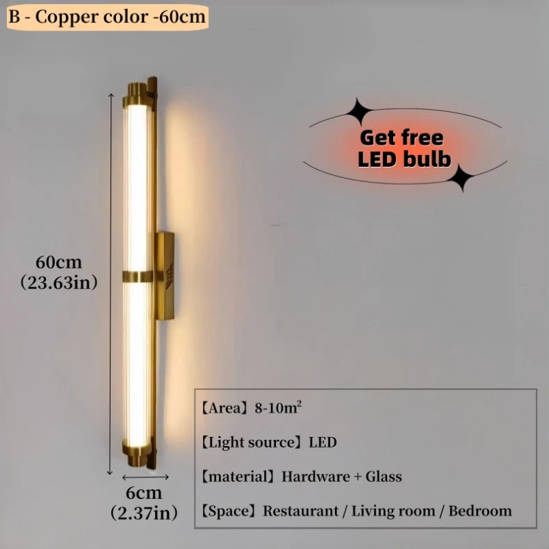 Glass Linear Wall Sconce – Modern Linear for Bathroom, Bedroom & Bedside, Hallway & Entryway | Oriana Glow by Evenlyr
