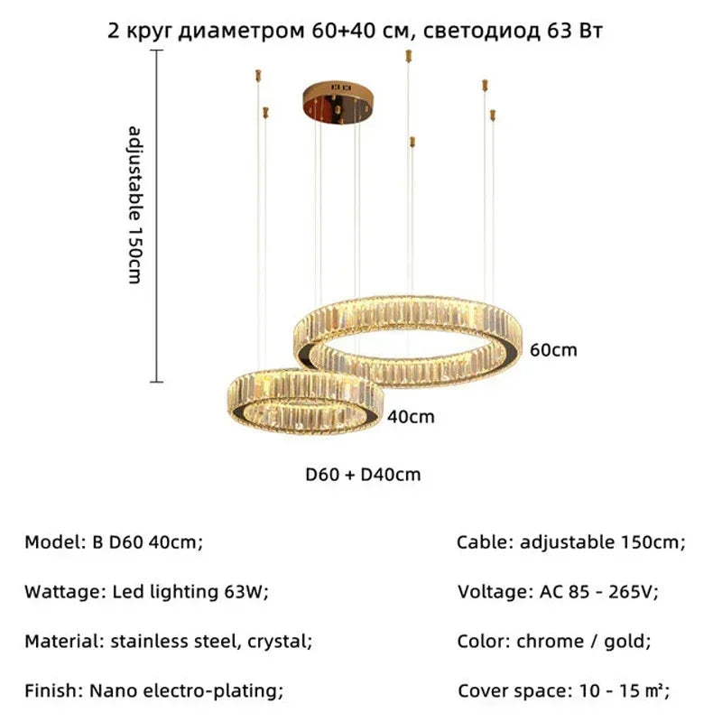 Evren Arc Dimmable Crystal Pendant Light – product view 15