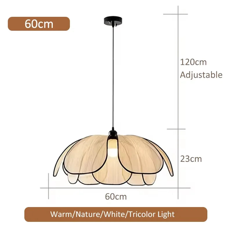 Liora Petal-Shaped Rattan Pendant Light for Tea Room – 3-Color