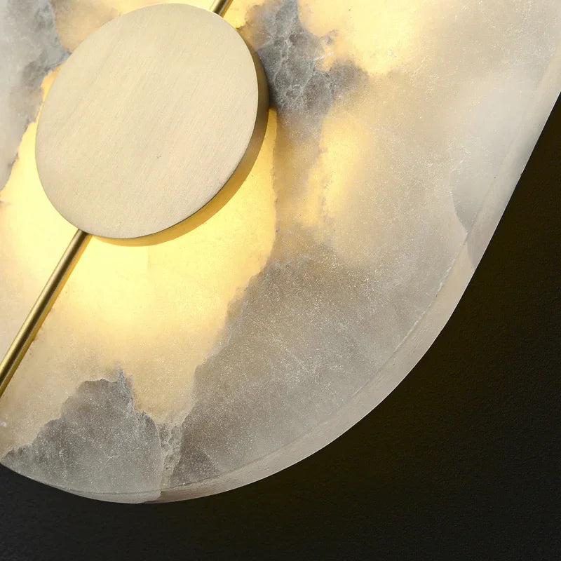 Juniper Round Alabaster Wall Sconce for Bedroom – Natural Marble