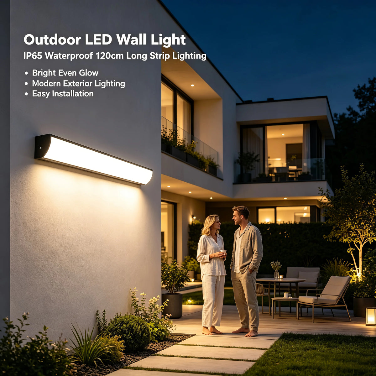 Palermo IP65 Linear Outdoor Wall Light for Exterior Wall – App Control – product view