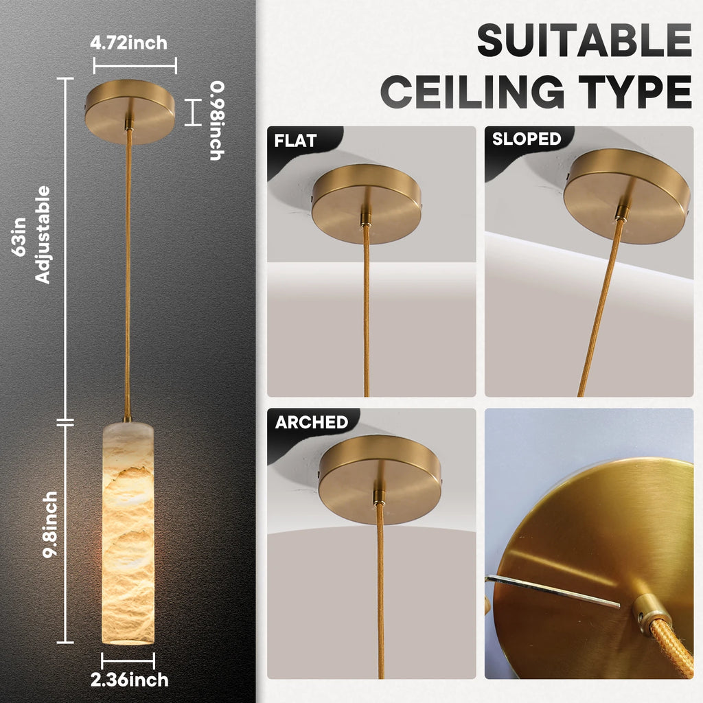 Helios Natural Alabaster Pendant Chandelier for Dining Room – detail view 5