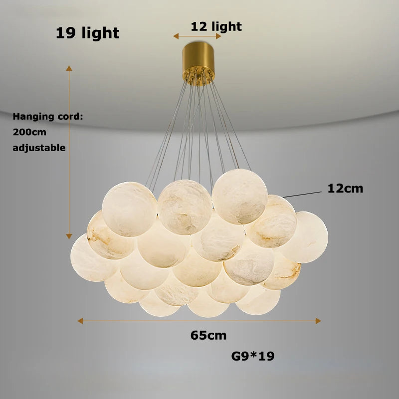 Alabaster & Marble Chandelier – Art Deco Dimmable LED for Living Room, Dining Room, Foyer | Bellara Line by Evenlyr