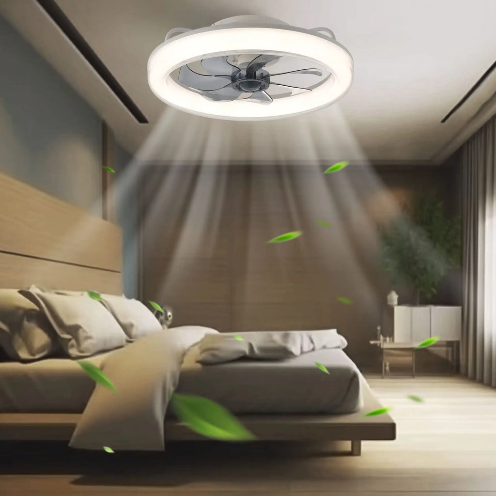 Juniper Low Profile Ceiling Fan with Light for Low-Ceiling Bedroom – App Control