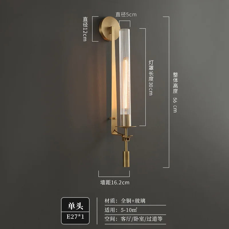 American Country Retro Brass Led Wall Lamps living room Foyer Hotel Bedroom Bedside Stairs Surface Mount Wall Light Luminaire
