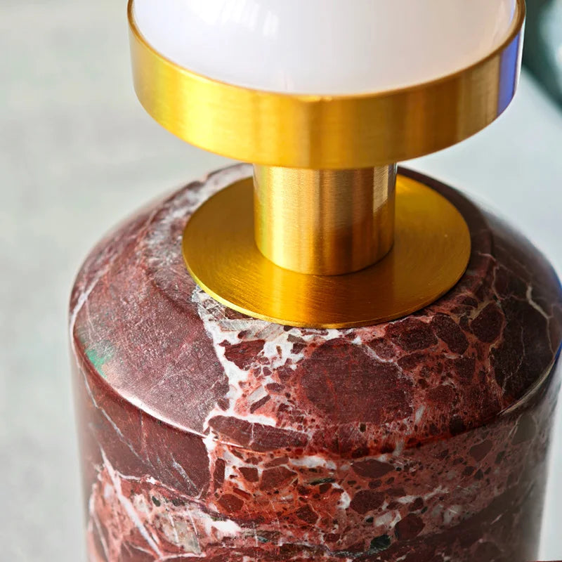 Marble & Glass Table Lamp – Modern Minimalist Cordless Rechargeable for Bedside, Desk & Office, Living Room | Elowen Grove by Evenlyr