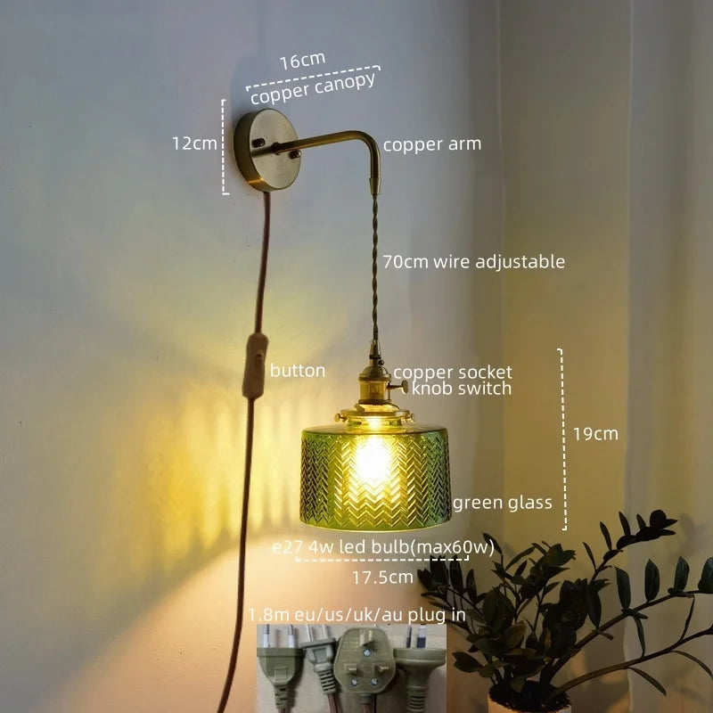 Vintage Copper Plug-In Vanity Light