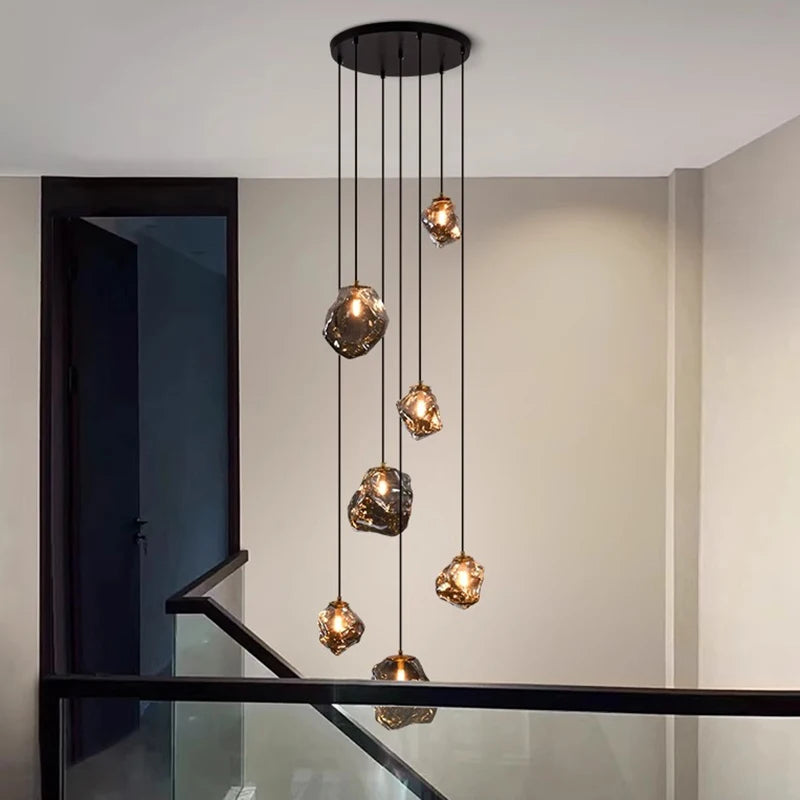 Designer Chandelier – Modern Minimalist Dimmable LED for Staircase, Foyer | Evanthe Veil by Evenlyr