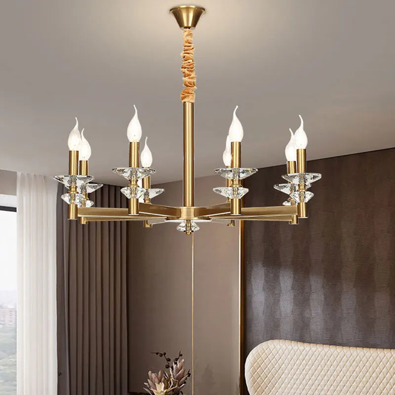 Glass & Crystal Chandelier – European Classic Dimmable LED for Dining Room, Living Room, Bedroom | Isolde Arc by Evenlyr